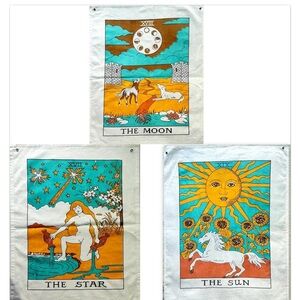 The sun, moon, and Star tapestry. Tarot aesthetic room decor.